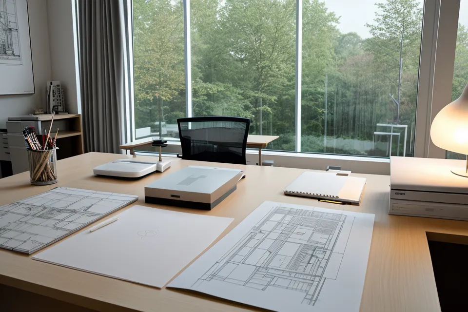 Sección arquitectónica con texturas y atmósfera profesional hecha en Illustrator