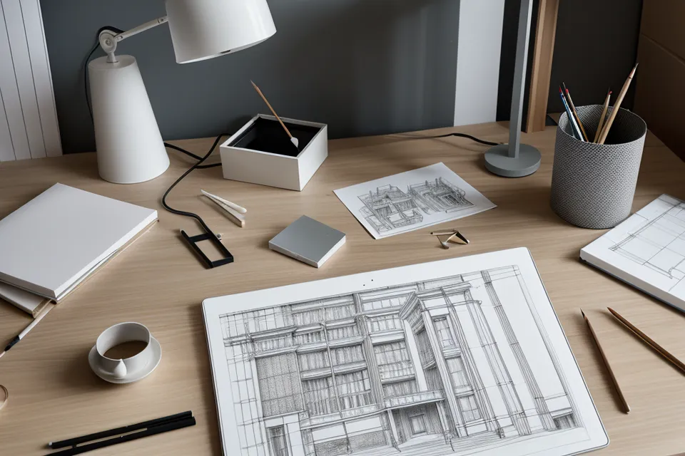 Primer plano de una sección técnica de AutoCAD importada como vectores en Illustrator