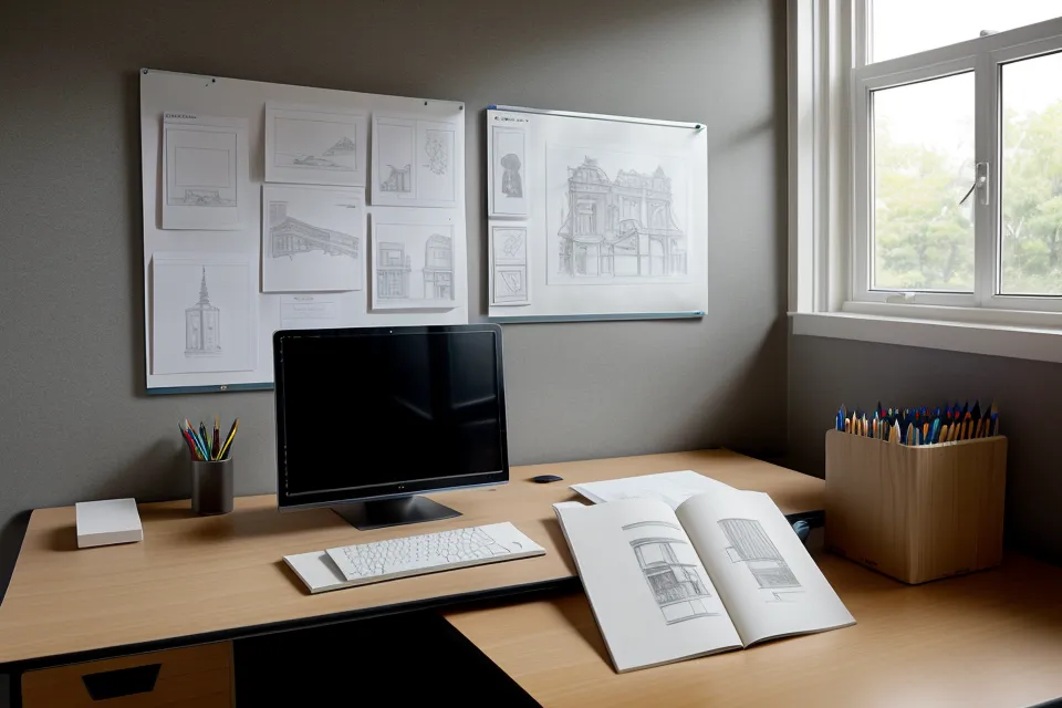 Plóter de gran formato imprimiendo una lámina de arquitectura con márgenes amplios para mejorar la legibilidad