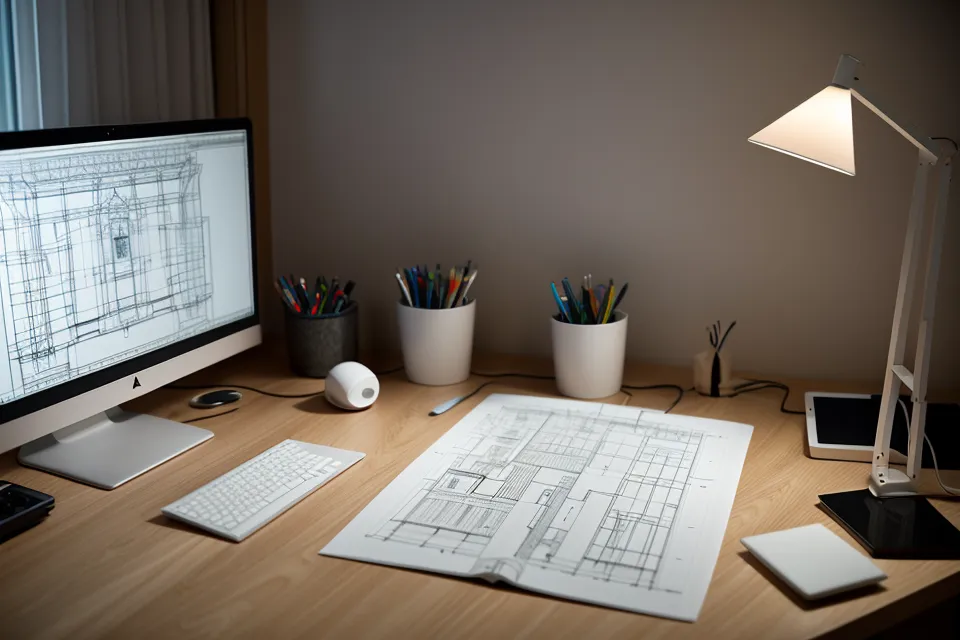Interfaz de Illustrator con las capas organizadas de una lámina de arquitectura